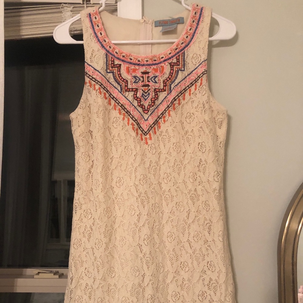 Cream embroidered dress